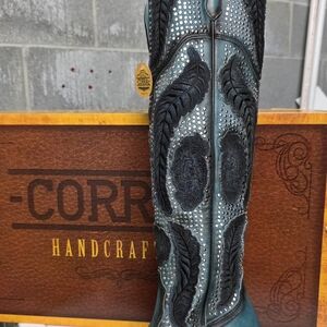 Corral Teal and Black Heeled Boots